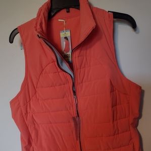 Tangerine New Women's Vest Duck Down Double ZIP Pockets ZIP Camping Hiking L